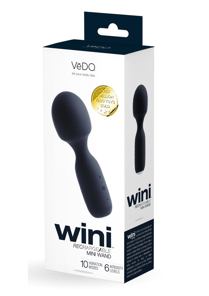 Vedo Wini Silicone Rechargeable Mini Wand Massager - Just - Black