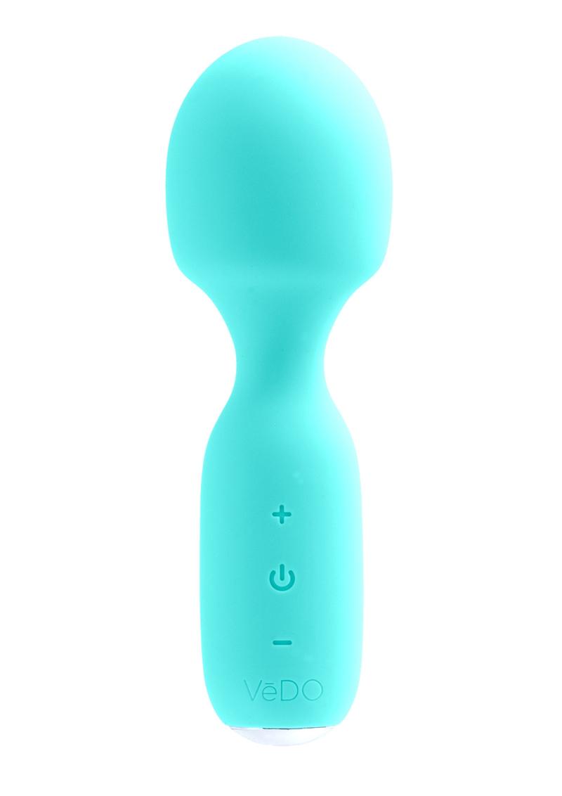 Vedo Wini Silicone Rechargeable Mini Wand Massager - Tease Me - Blue/Turquoise