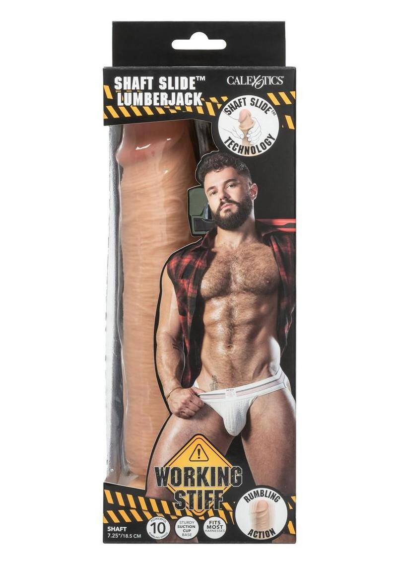 Working Stiff Shaft Slide Lumberjack Rechargeable Vibrating Dildo - Vanilla