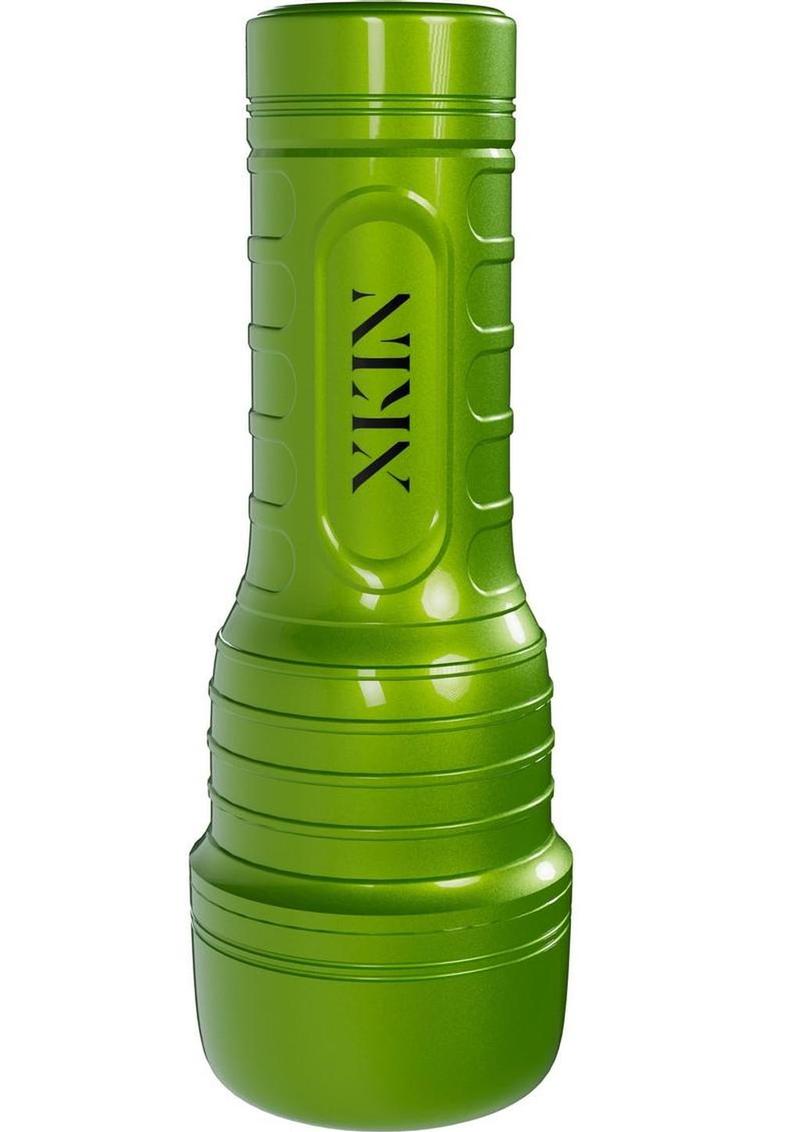 Xkin Ivy Sinclair Rechargeable Vibrating Torch Masturbator - Female Mouth - Metallic - Caramel/Green