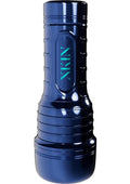 Xkin Ronan Cobalt Rechargeable Vibrating Torch Masturbator - Male Mouth - Metallic - Blue/Vanilla