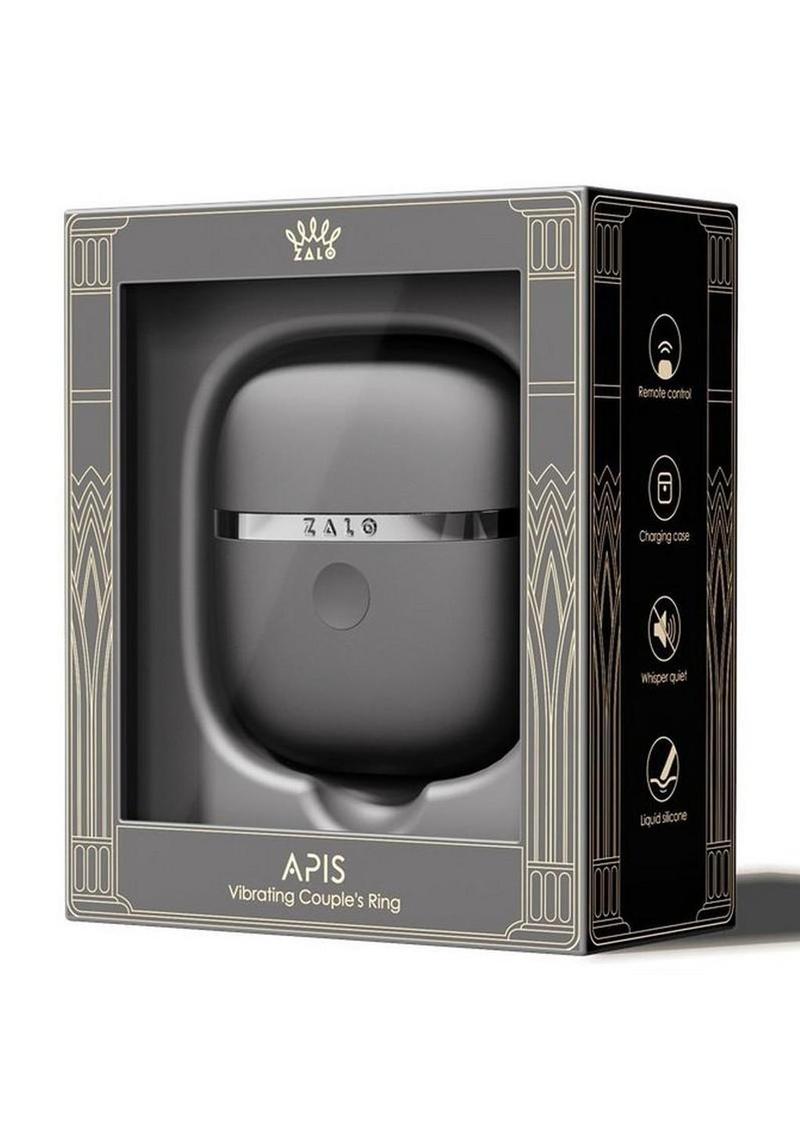 Zalo Apis Rechargeable Silicone App Compatible Vibrating Couple's Ring - Black
