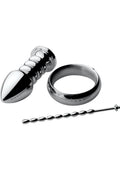 Zeus Electrosex Deluxe Voltaic For Him Stainless Steel E-Stim Kit - Silver